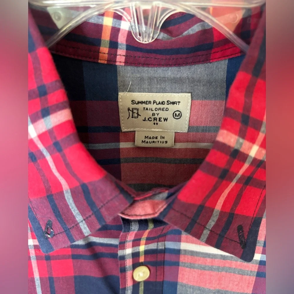 J. Crew Men's Plaid Shirt - Red, Blue, and Yellow size medium
